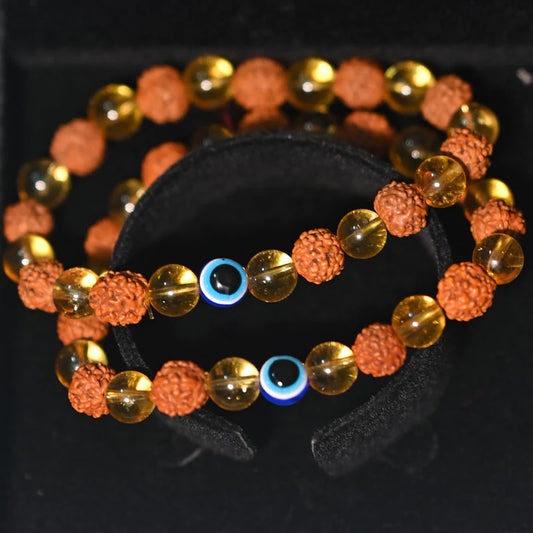 Rudraksha & Citrine Bracelet (Buy 1 Get 1 Free)