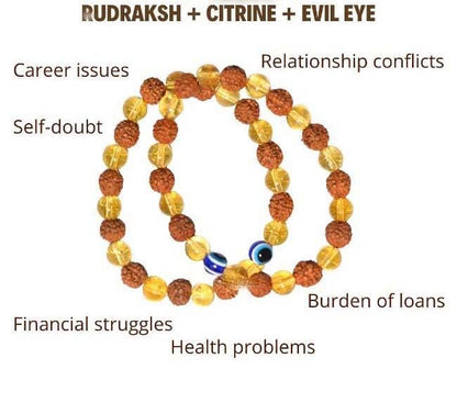 Rudraksha & Citrine Bracelet (Buy 1 Get 1 Free)