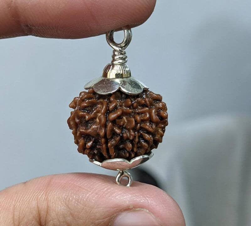 Pure 7 Mukhi Silver Capped Rudraksha Pendant with Thread